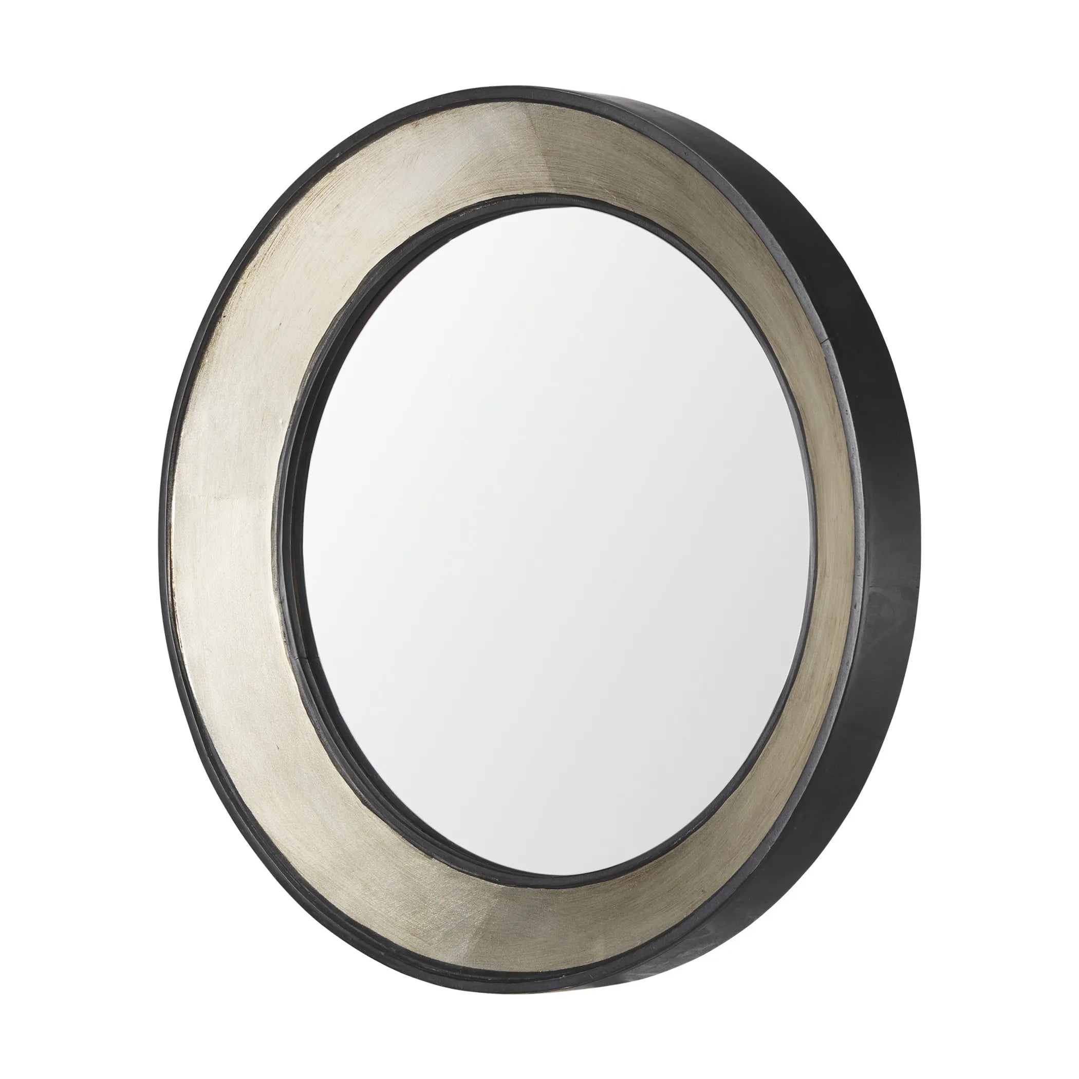 Champagne Dark Metal Wood Round Framed Accent Mirror — view 2