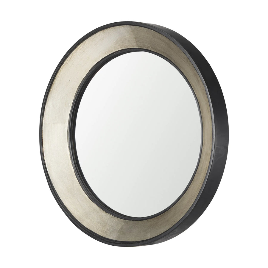 Champagne Dark Metal Wood Round Framed Accent Mirror — view 2
