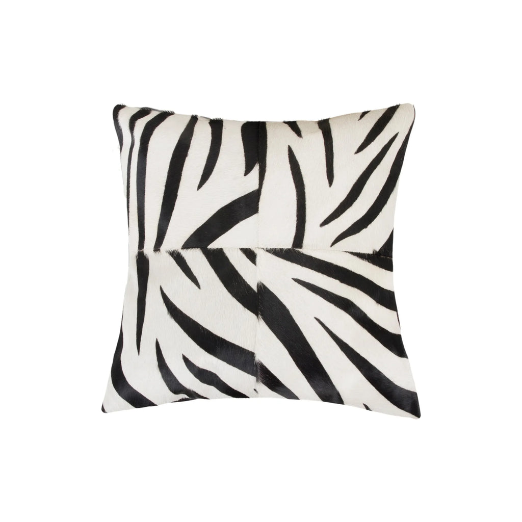 Set of Two 18″ White and Black Zebra Cowhide Throw Pillows — view 3