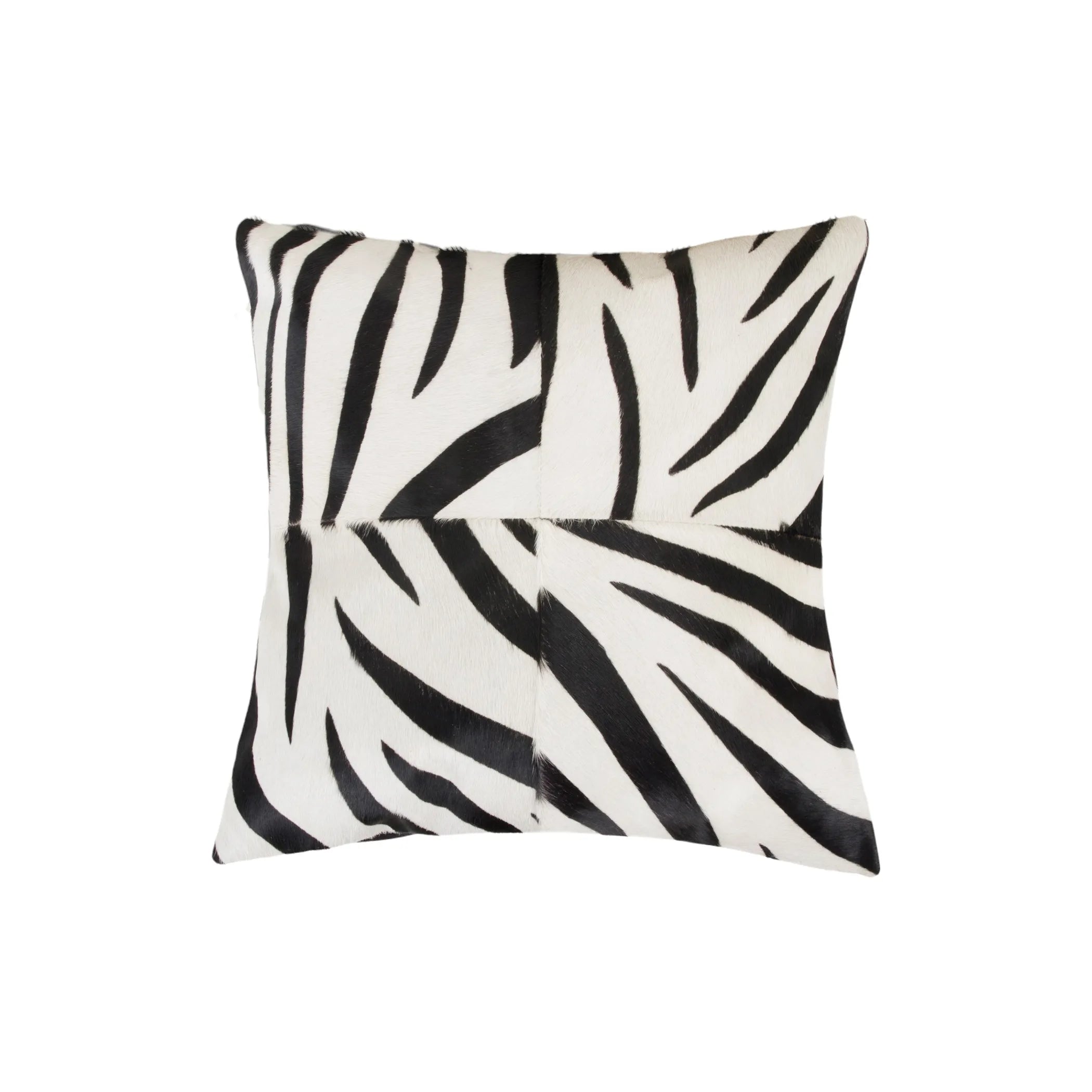 Set of Two 18″ White and Black Zebra Cowhide Throw Pillows — view 3