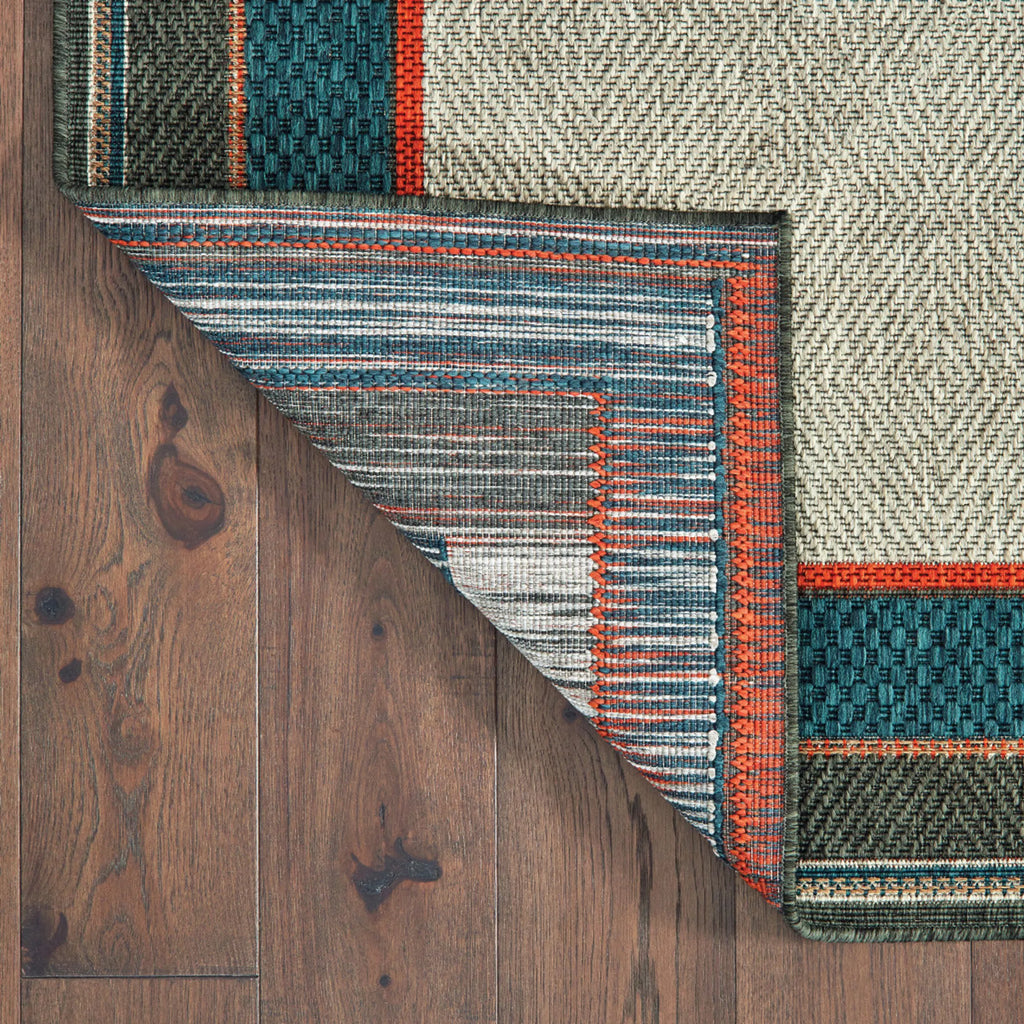 8′ X 10′ Blue and Gray Stain Resistant Indoor Outdoor Area Rug — view 4