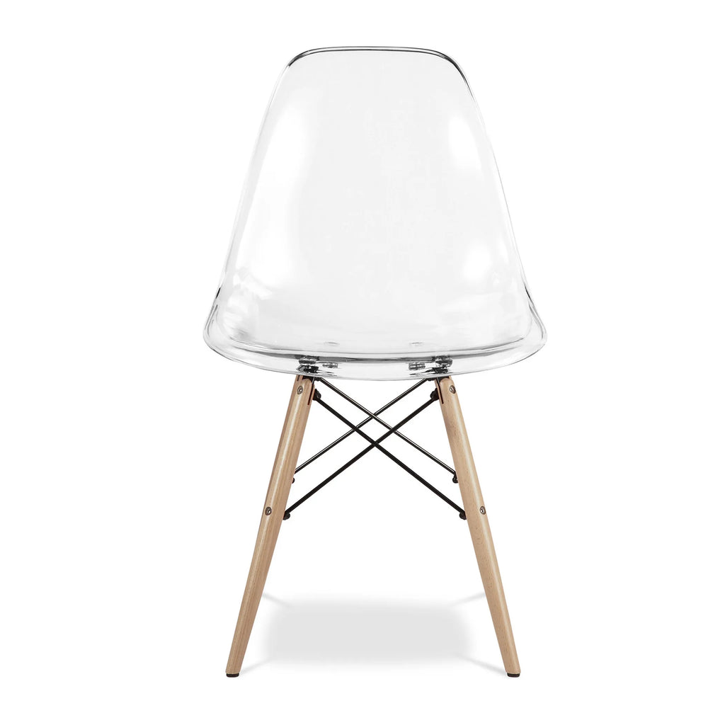 Clear And Natural Heavy Duty Plastic And Wood Dining Side Chair — view 2