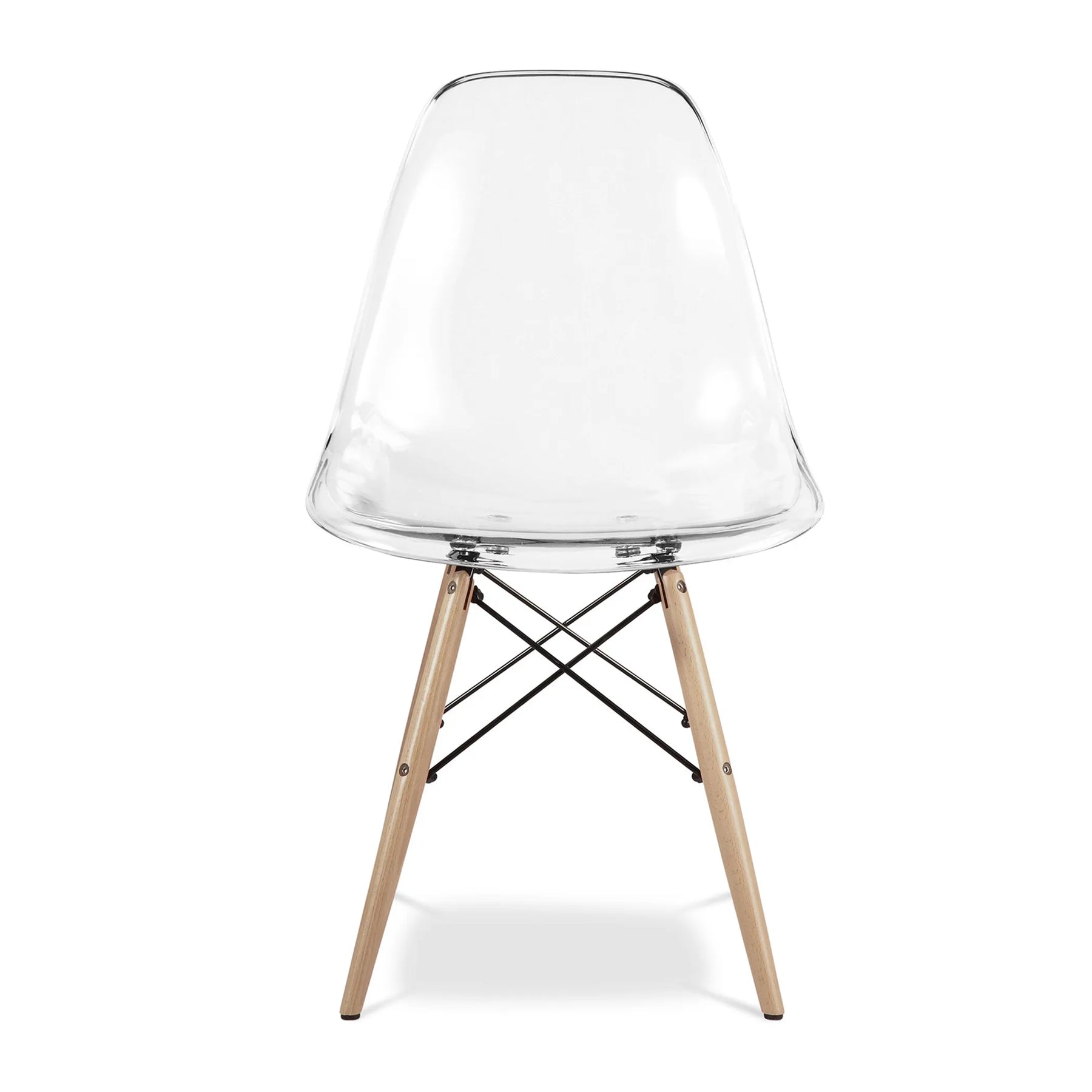 Clear And Natural Heavy Duty Plastic And Wood Dining Side Chair — view 2