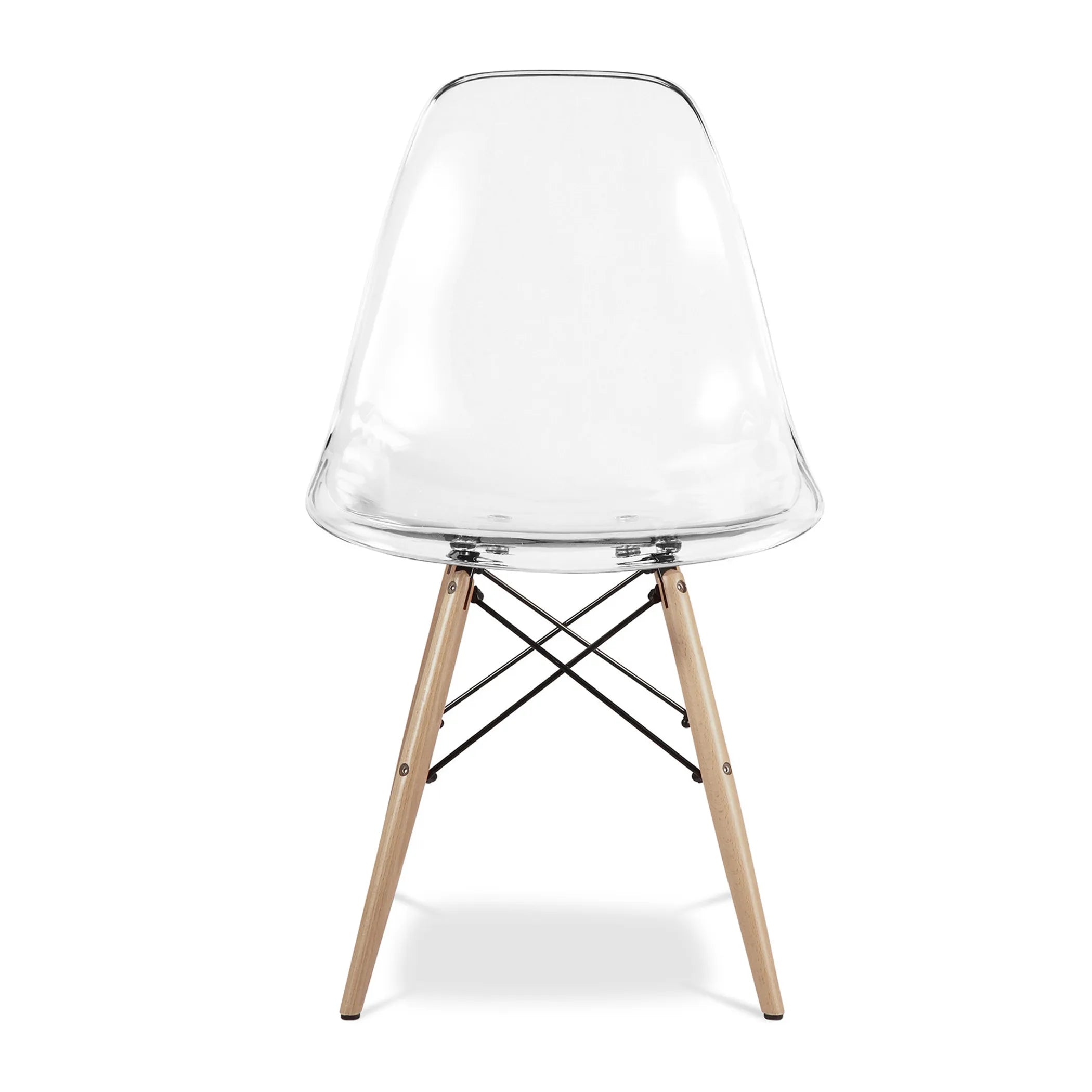 Clear And Natural Heavy Duty Plastic And Wood Dining Side Chair — view 2