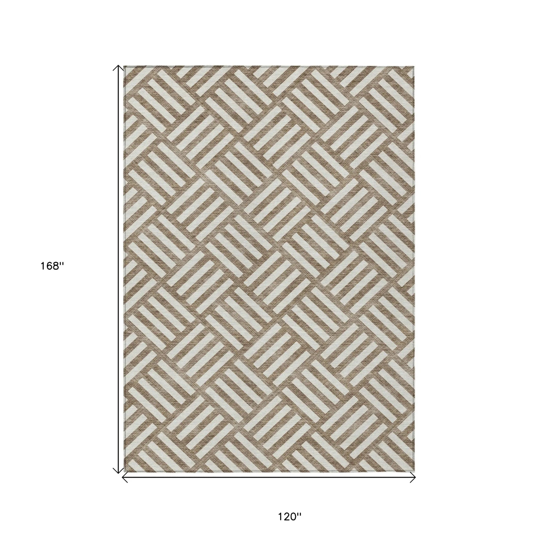 10′ X 14′ Brown And Ivory Geometric Washable Indoor Outdoor Area Rug — view 3