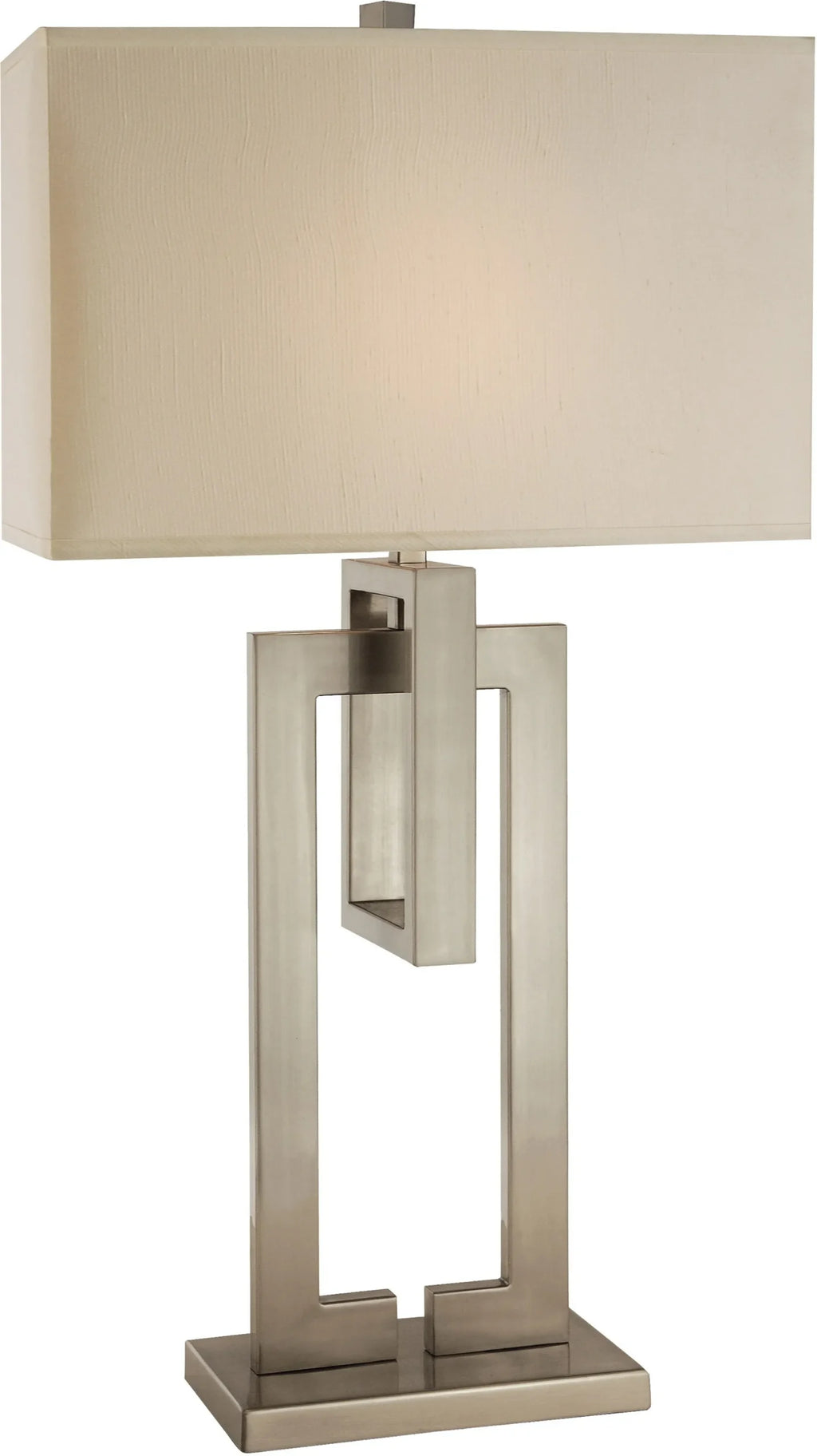 36″ Nickel Iron Geometric Table Lamp With Ivory Shade — view 3