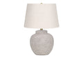 22″ Cream Concrete Urn Table Lamp With Cream Abstract Empire Shade