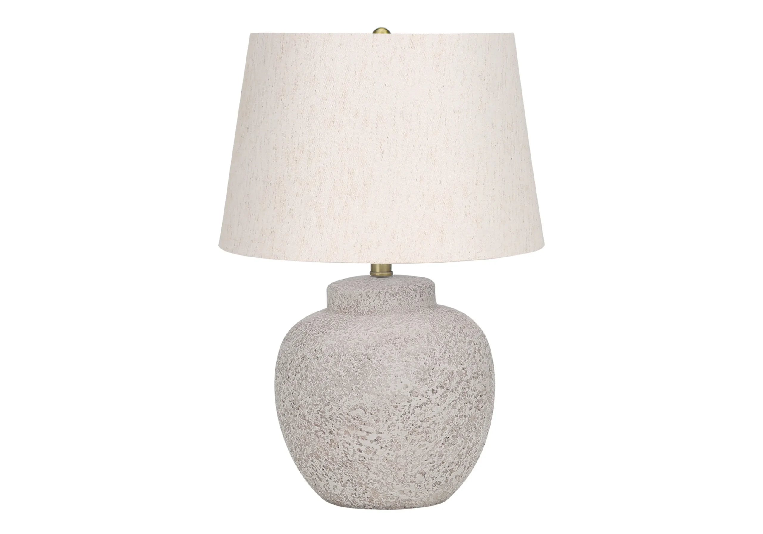 22″ Cream Concrete Urn Table Lamp With Cream Abstract Empire Shade