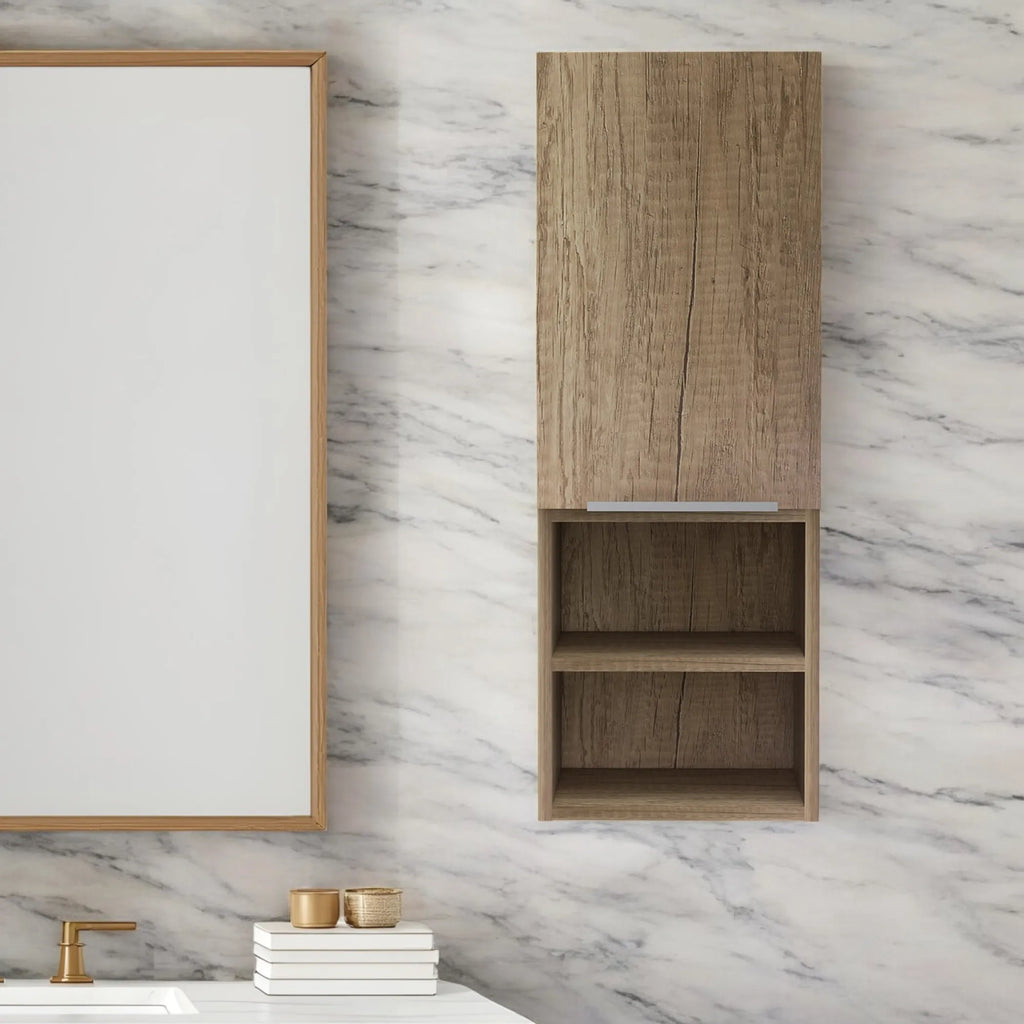 12″ Wood Brown Standard Accent Cabinet With Four Shelves