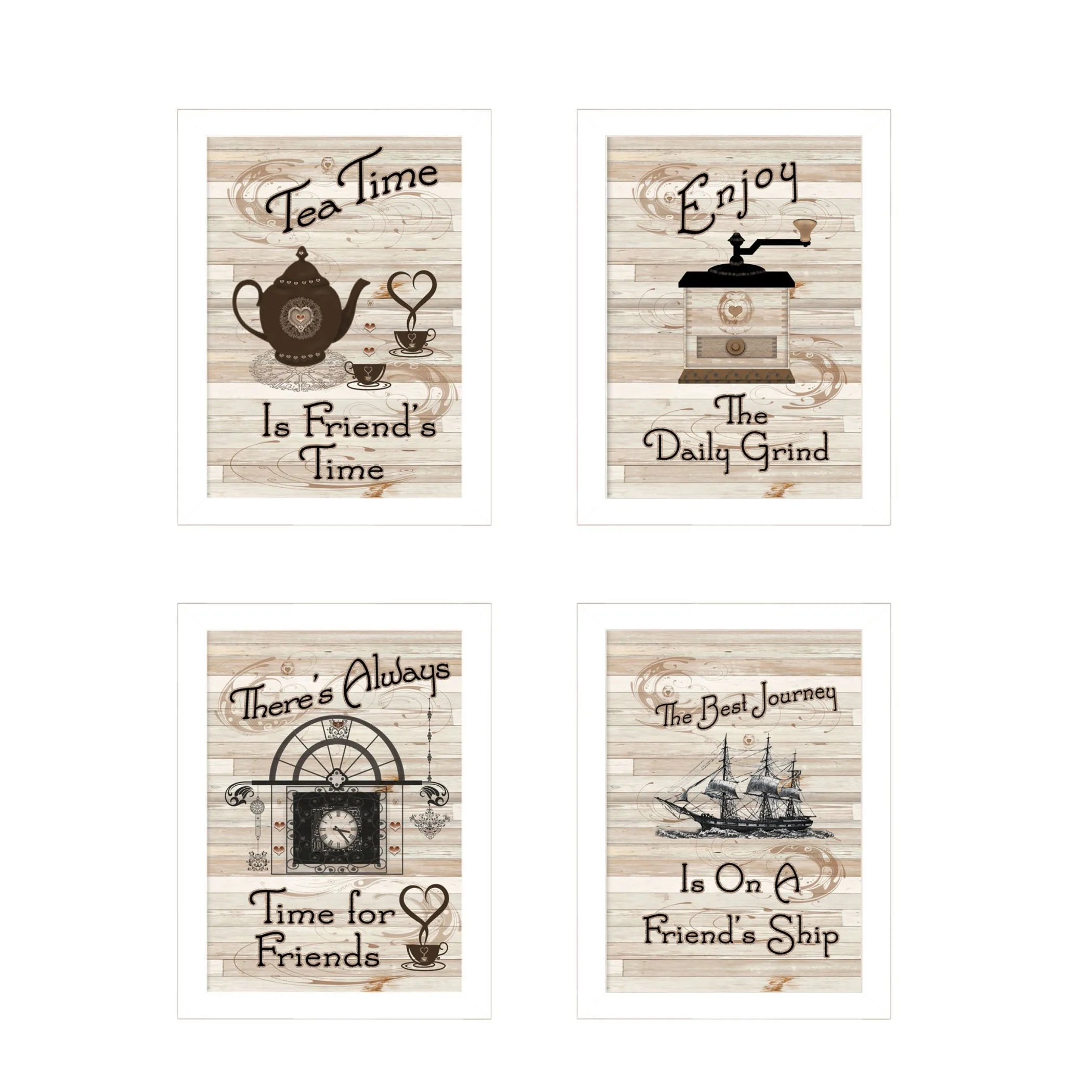 Set Of Four Friendship 3 White Framed Print Kitchen Wall Art — view 2