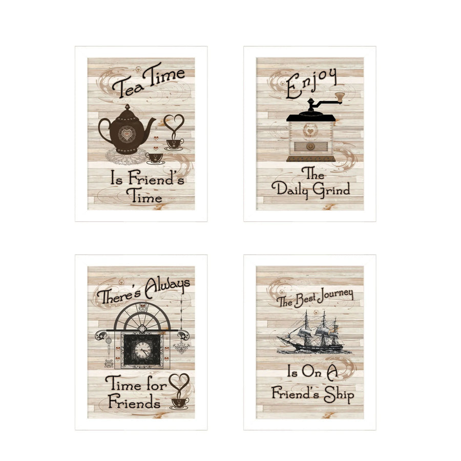 Set Of Four Friendship 3 White Framed Print Kitchen Wall Art — view 2