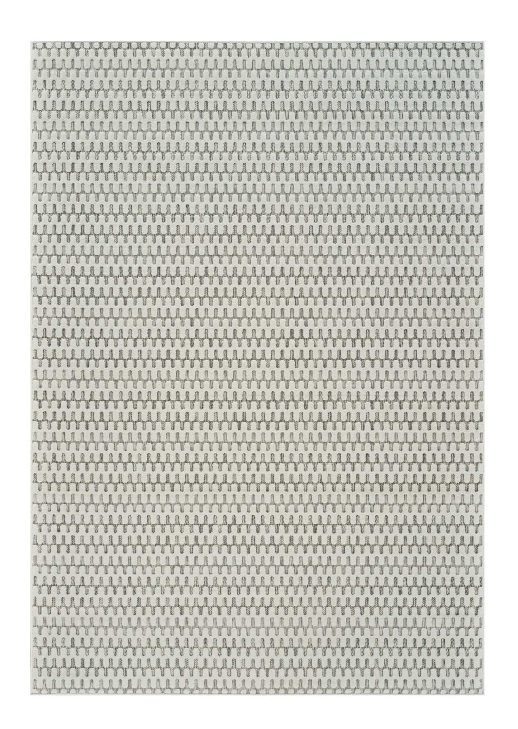 6′ X 9′ Cream and Beige Geometric Distressed Indoor Outdoor Area Rug — view 2