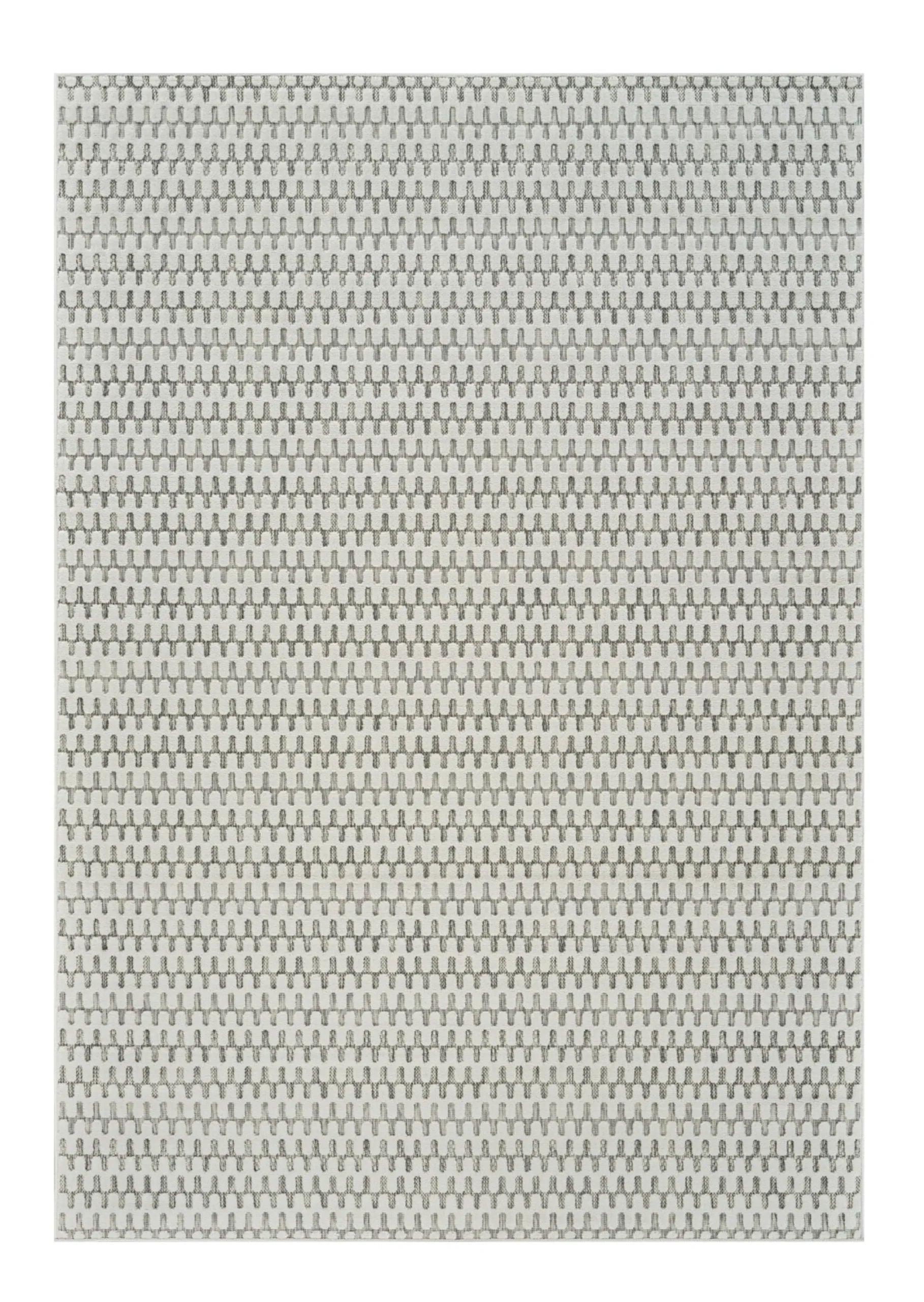 6′ X 9′ Cream and Beige Geometric Distressed Indoor Outdoor Area Rug — view 2
