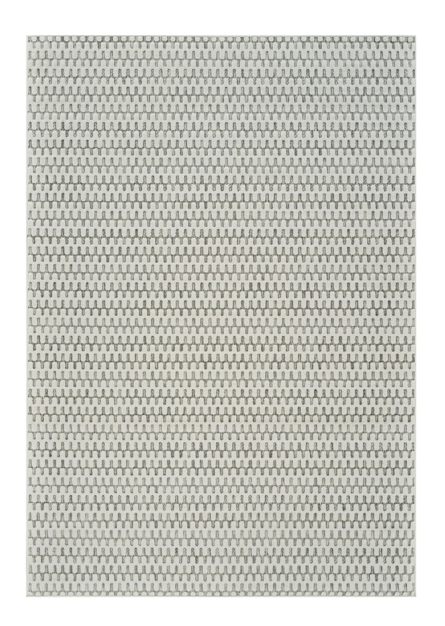 6′ X 9′ Cream and Beige Geometric Distressed Indoor Outdoor Area Rug — view 2