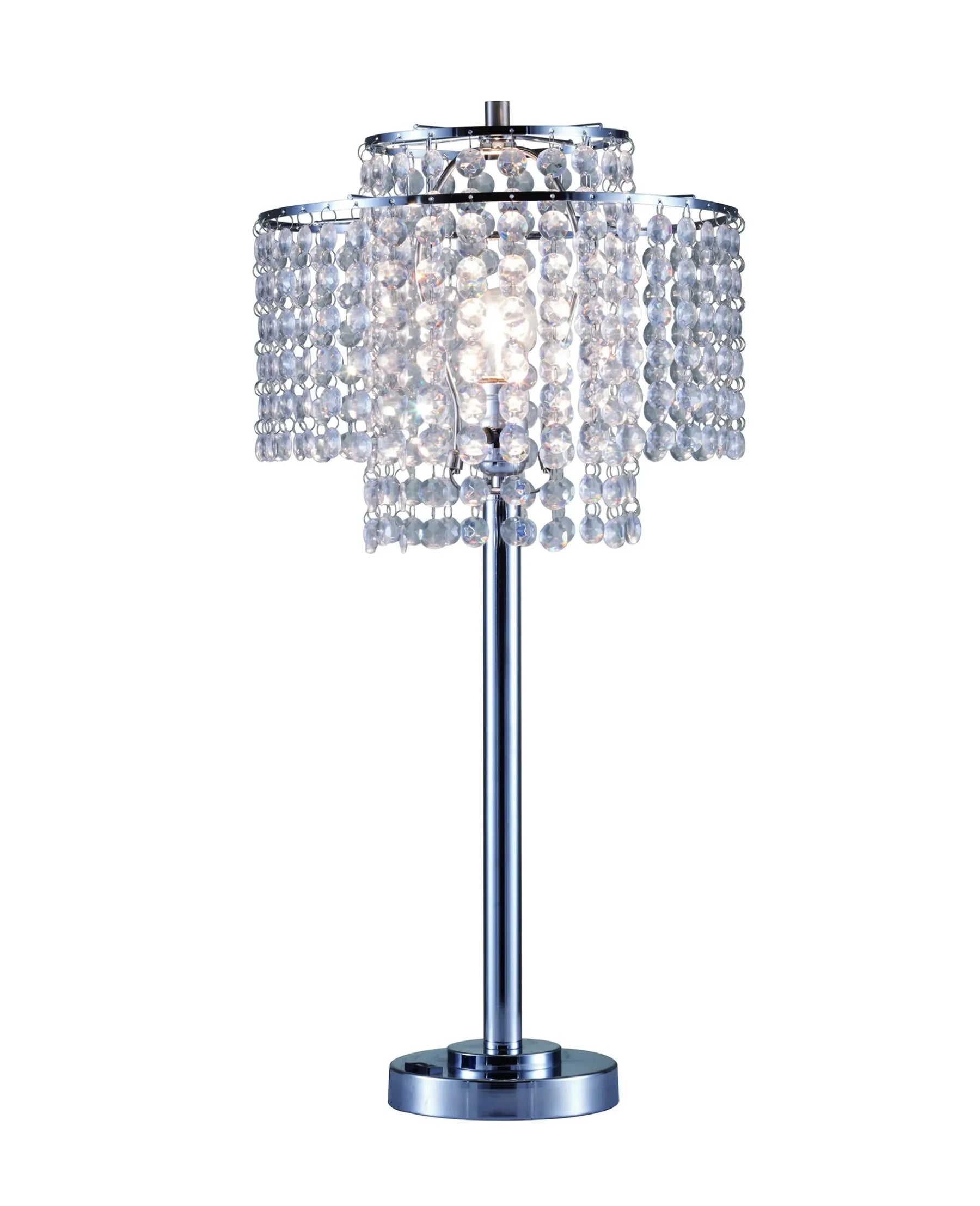 26″ Silver Glam Two Tier Chandelier USB Table Lamp — view 2