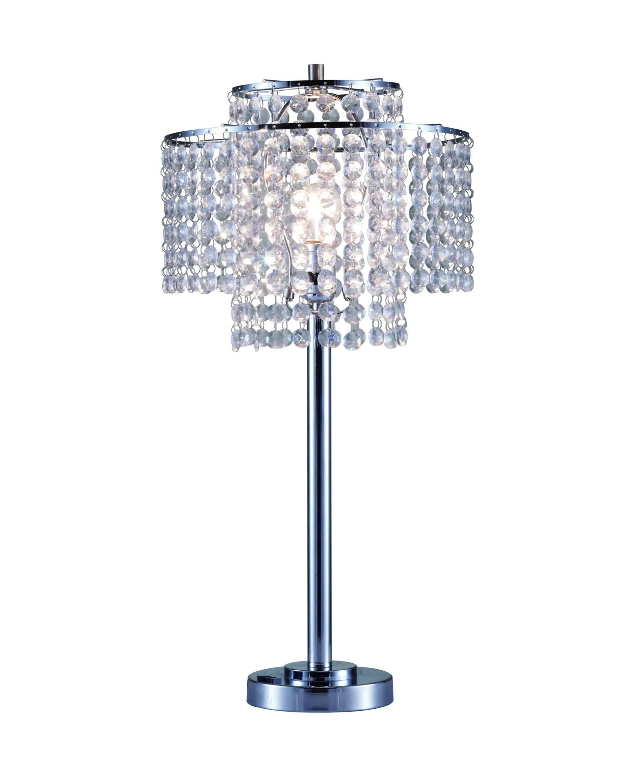 26″ Silver Glam Two Tier Chandelier USB Table Lamp — view 2