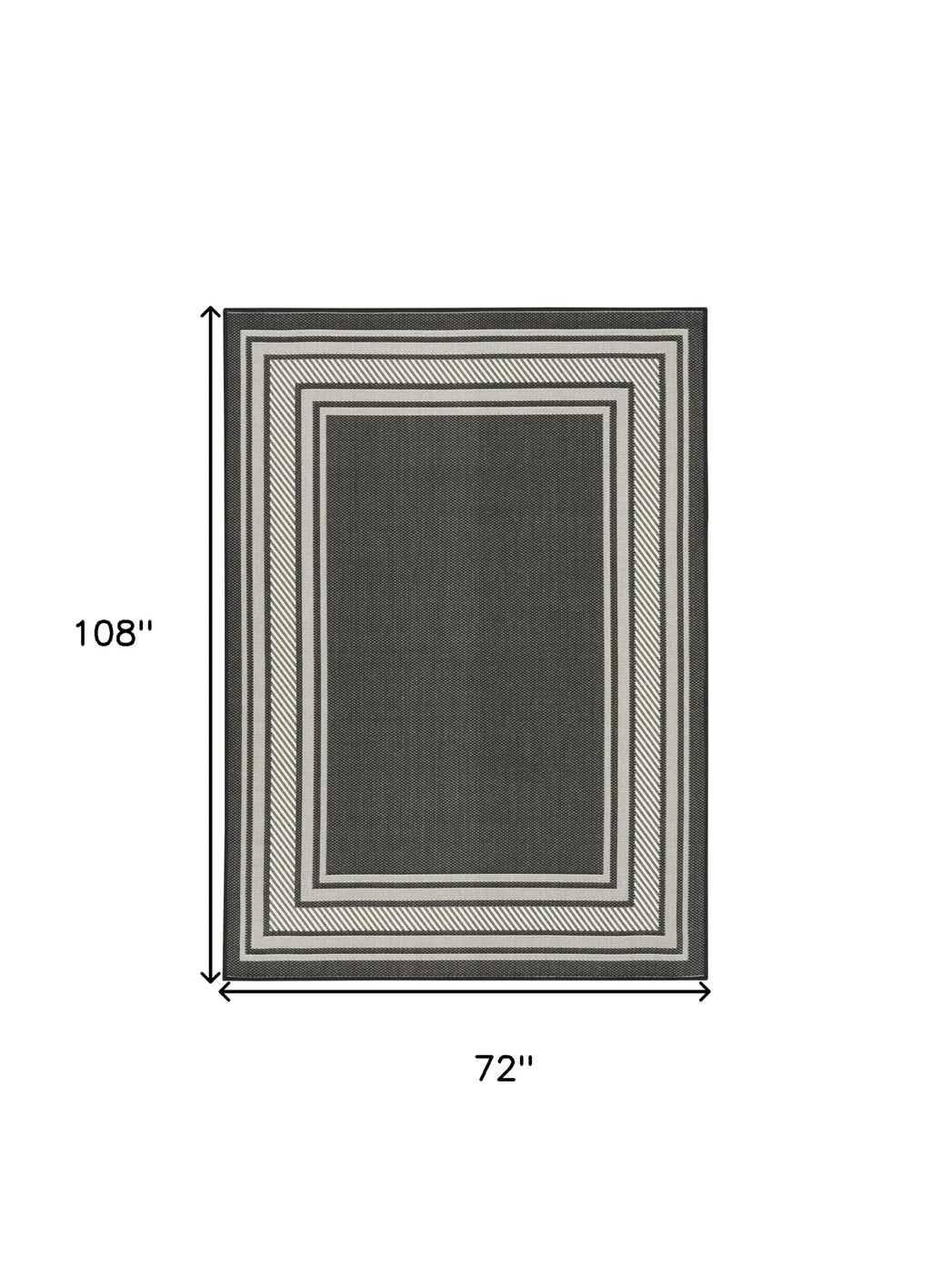 6′ X 9′ Black Geometric Indoor Outdoor Area Rug — view 2