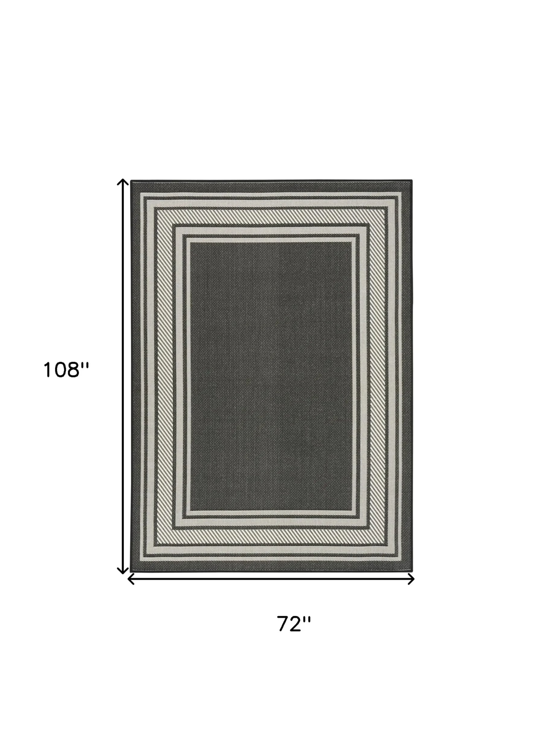 6′ X 9′ Black Geometric Indoor Outdoor Area Rug — view 2