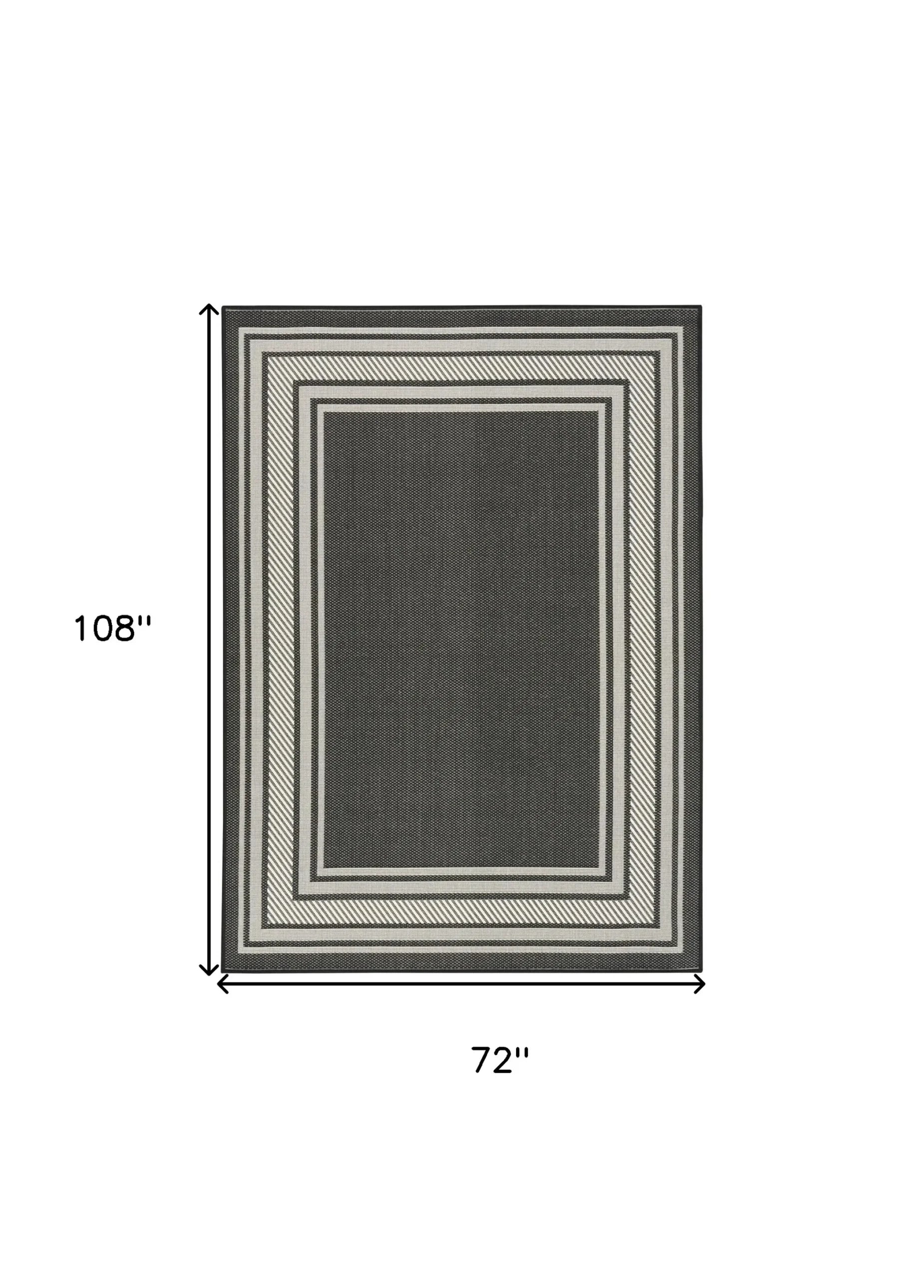 6′ X 9′ Black Geometric Indoor Outdoor Area Rug — view 2