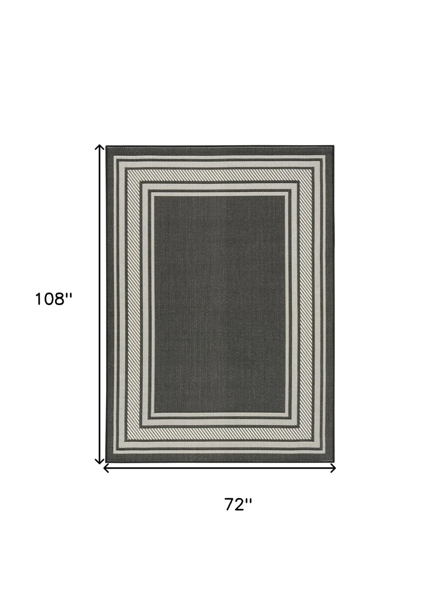 6′ X 9′ Black Geometric Indoor Outdoor Area Rug — view 2
