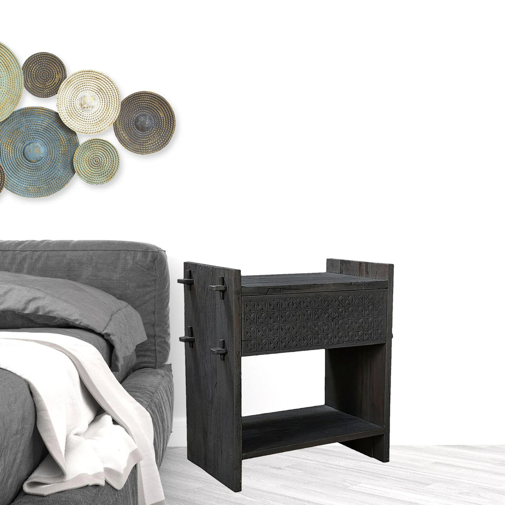 26″ Dark Gray One Drawer Nightstand — view 3
