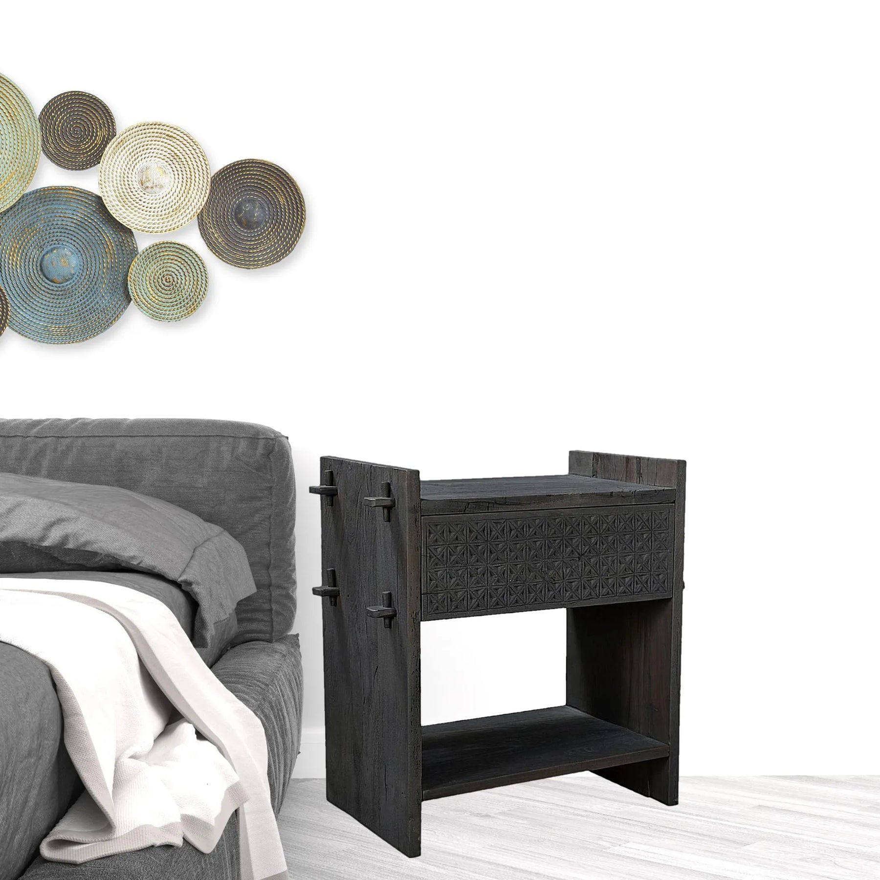 26″ Dark Gray One Drawer Nightstand — view 3