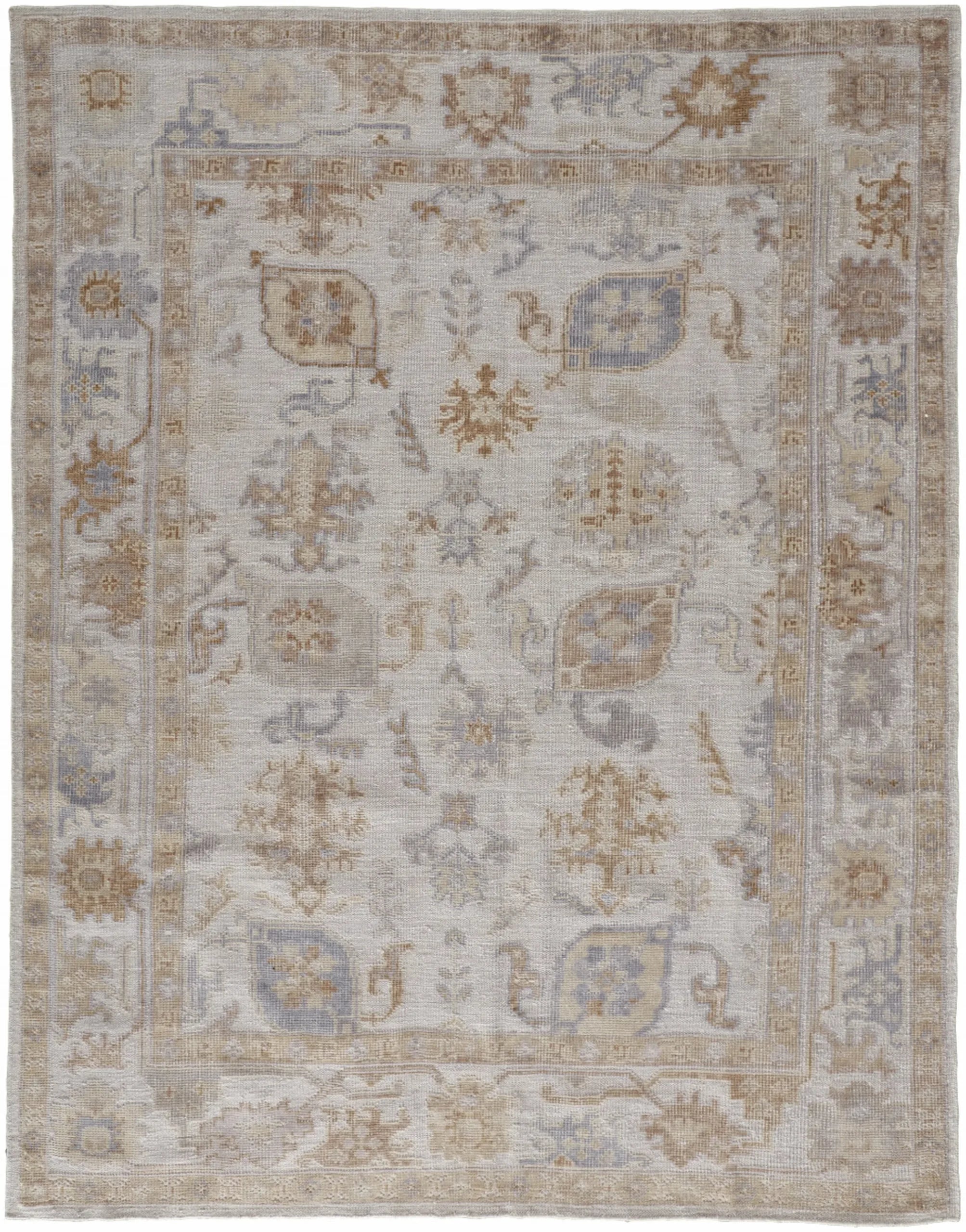 5′ X 8′ Ivory Floral Hand Knotted Area Rug — view 2