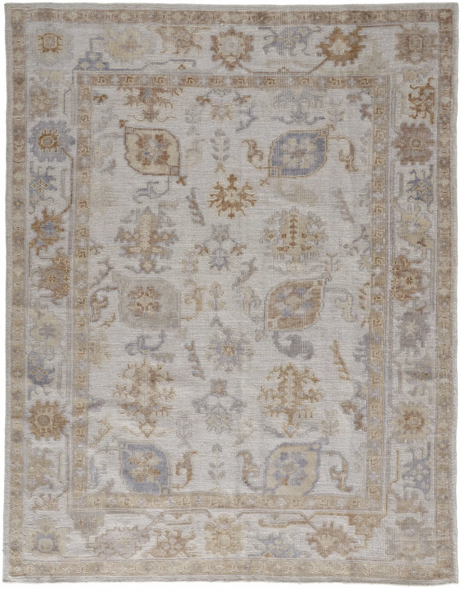 5′ X 8′ Ivory Floral Hand Knotted Area Rug — view 2