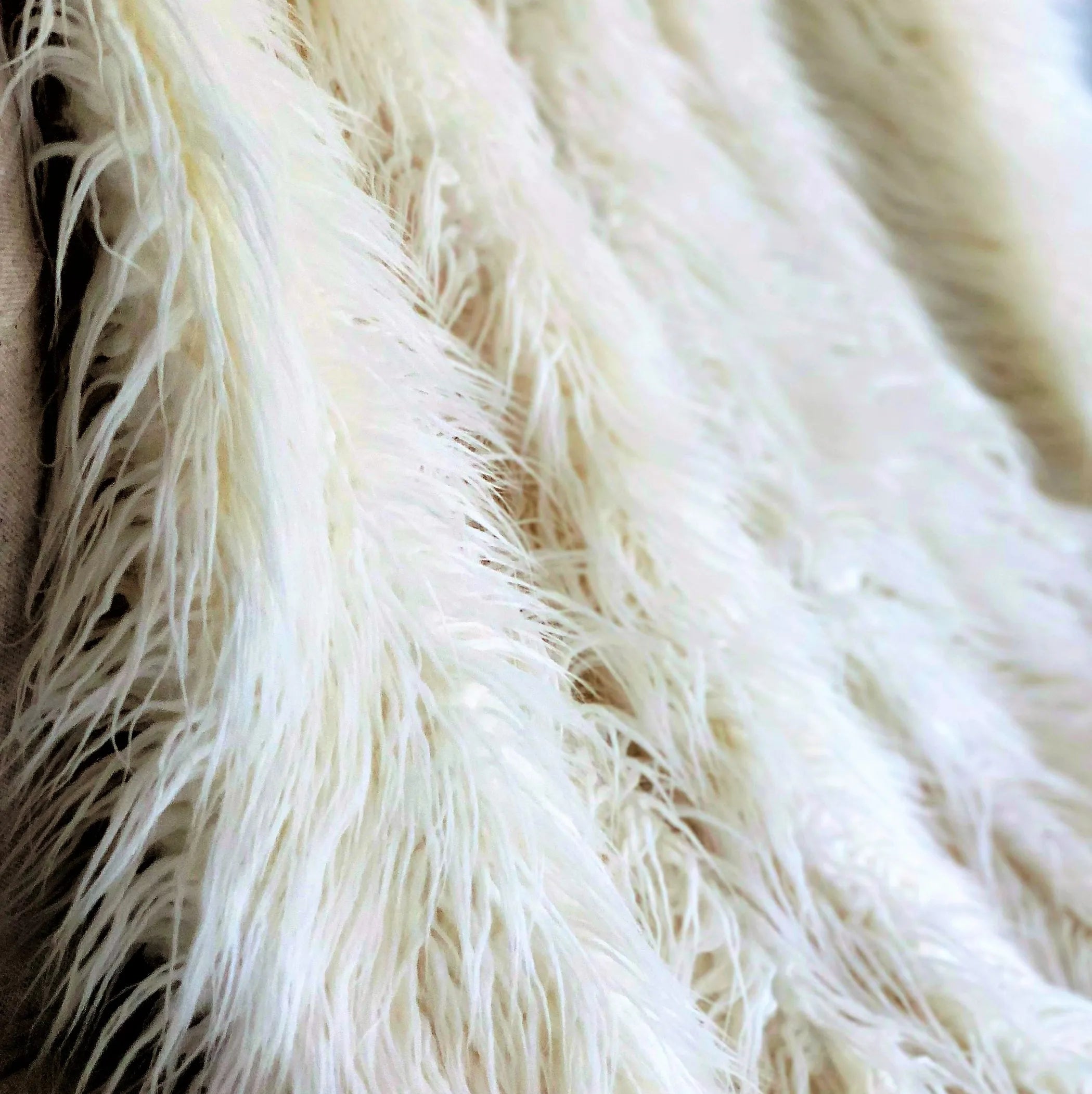 Plutus Off-White Mongolian Faux Fur Luxury Throw — view 3