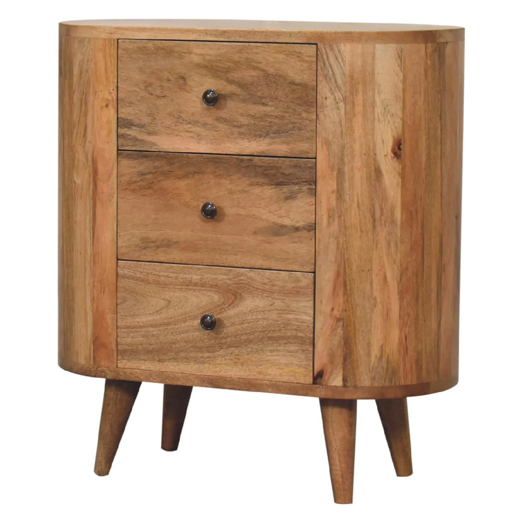 Solid Wood Oval Accent Cabinet With Three Drawers — view 4