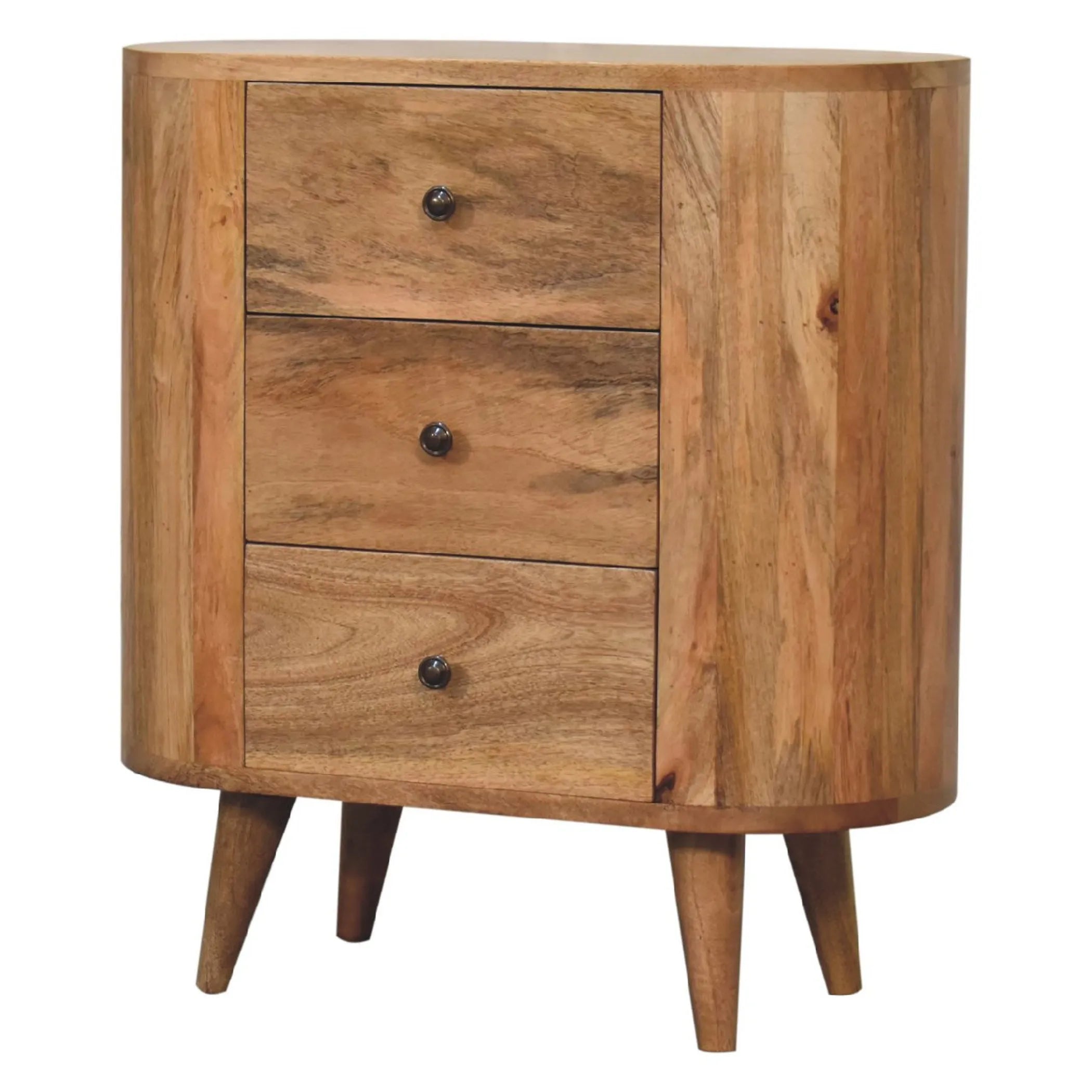 Solid Wood Oval Accent Cabinet With Three Drawers — view 4