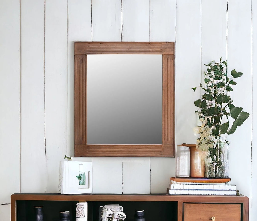 46″ Brown Dresser Solid Wood Mirror