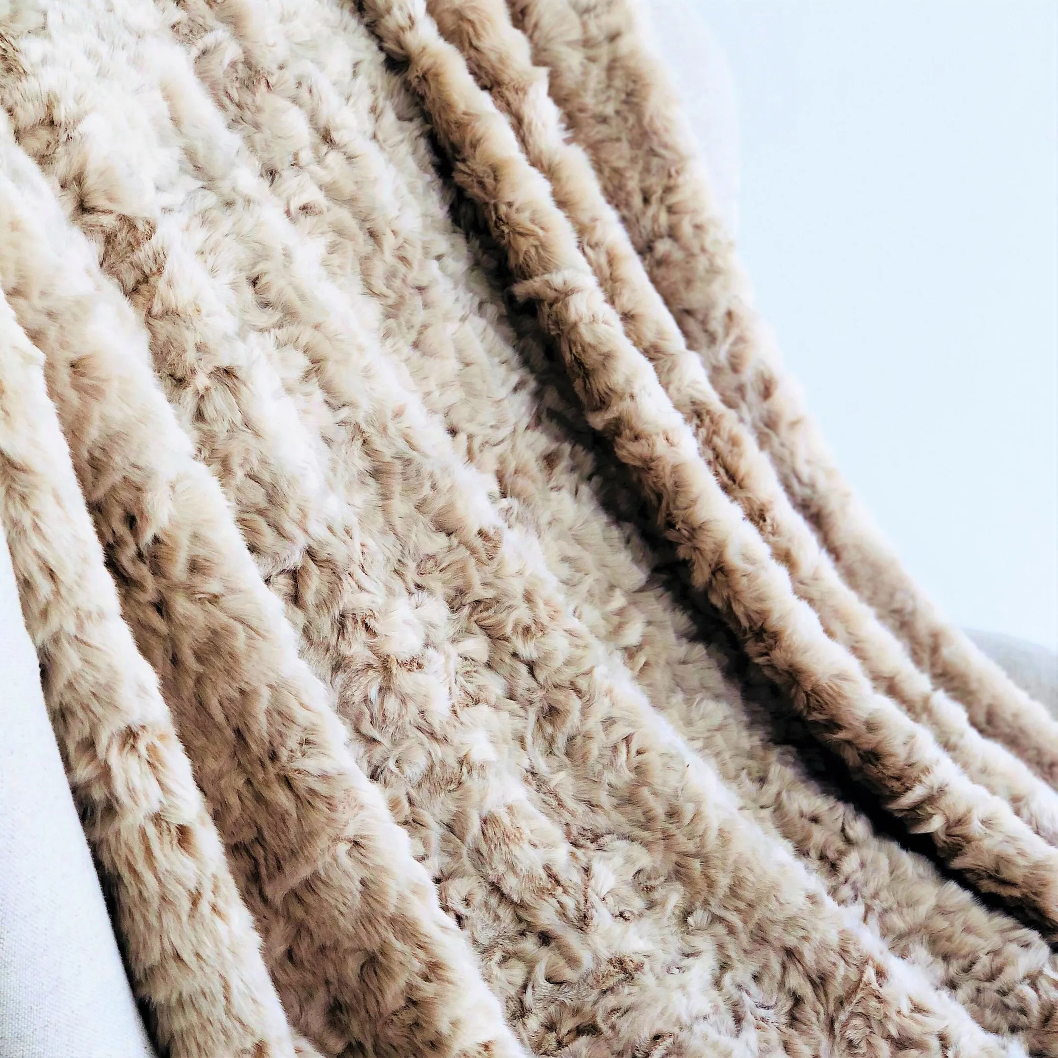Plutus Champagne Persian Chilla Faux Fur Handmade Luxury Throw — view 3