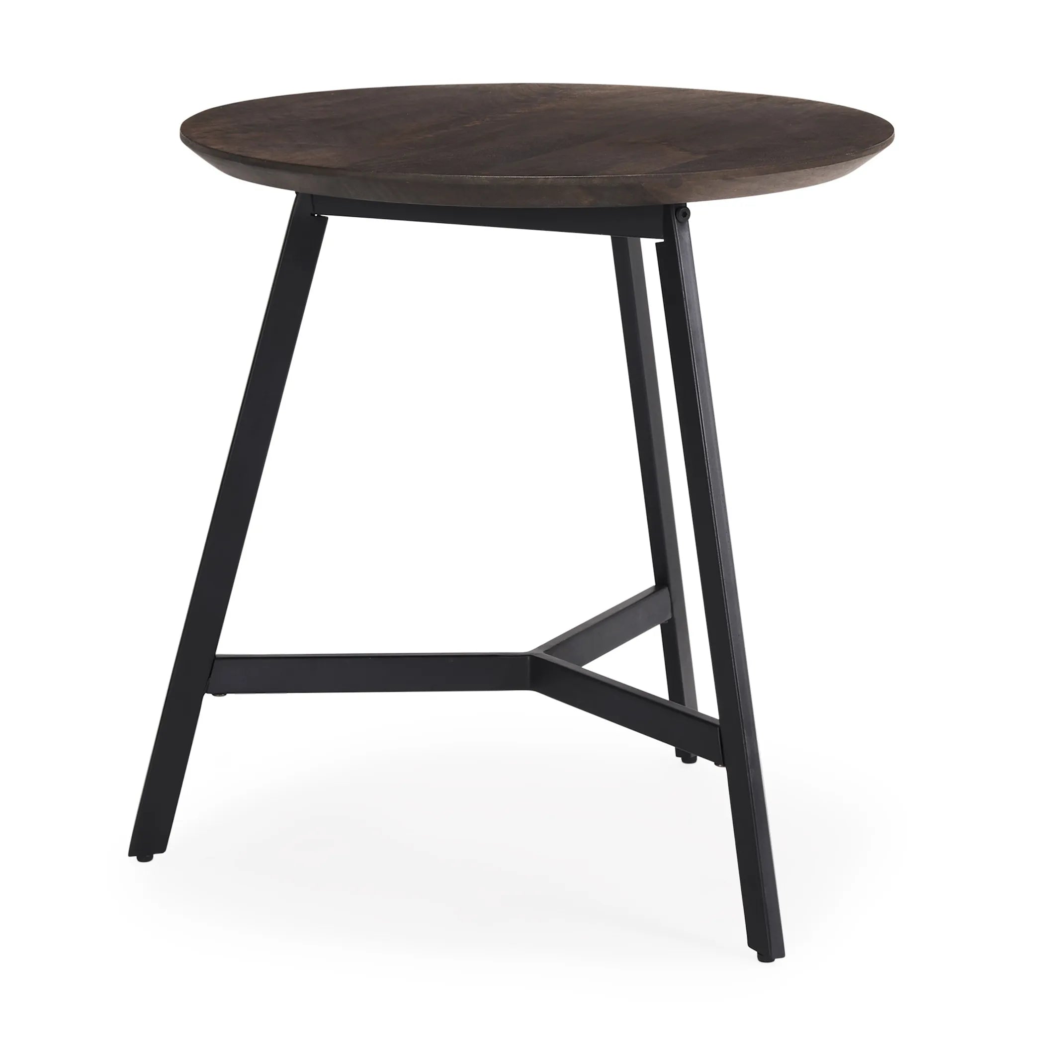 23″ Espresso and Black Solid Wood and Metal Tray Table — view 2