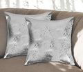 Set of Two 18″ Gray and Silver Abstract Cowhide Throw Pillows with Glitter