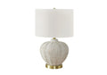 21″ Gold and White Urn Table Lamp With Ivory Drum Shade