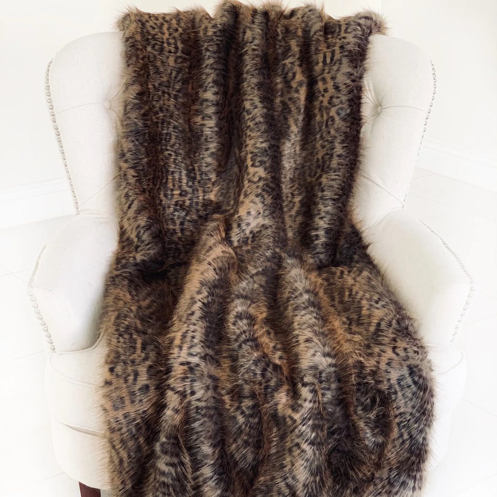 Plutus Plush Tawny WildCat Handmade Luxury Faux Fur Throw — view 3