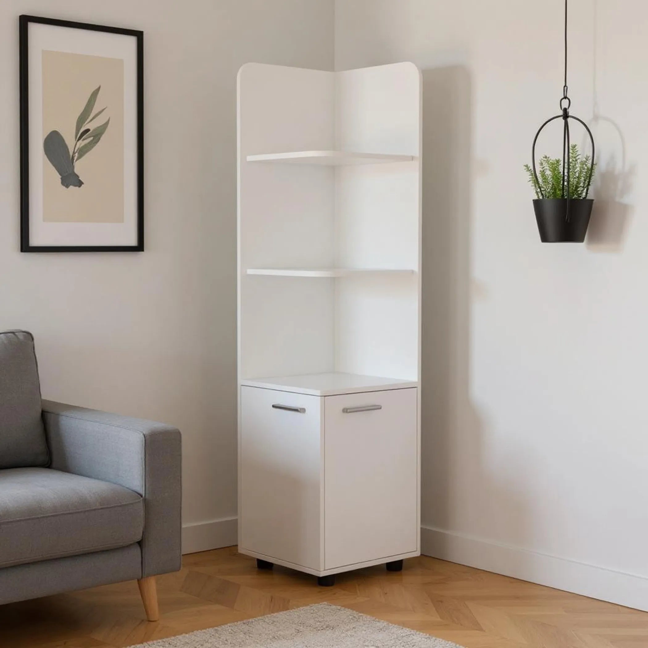 Wood Corner Utility Cabinet With Two Doors
