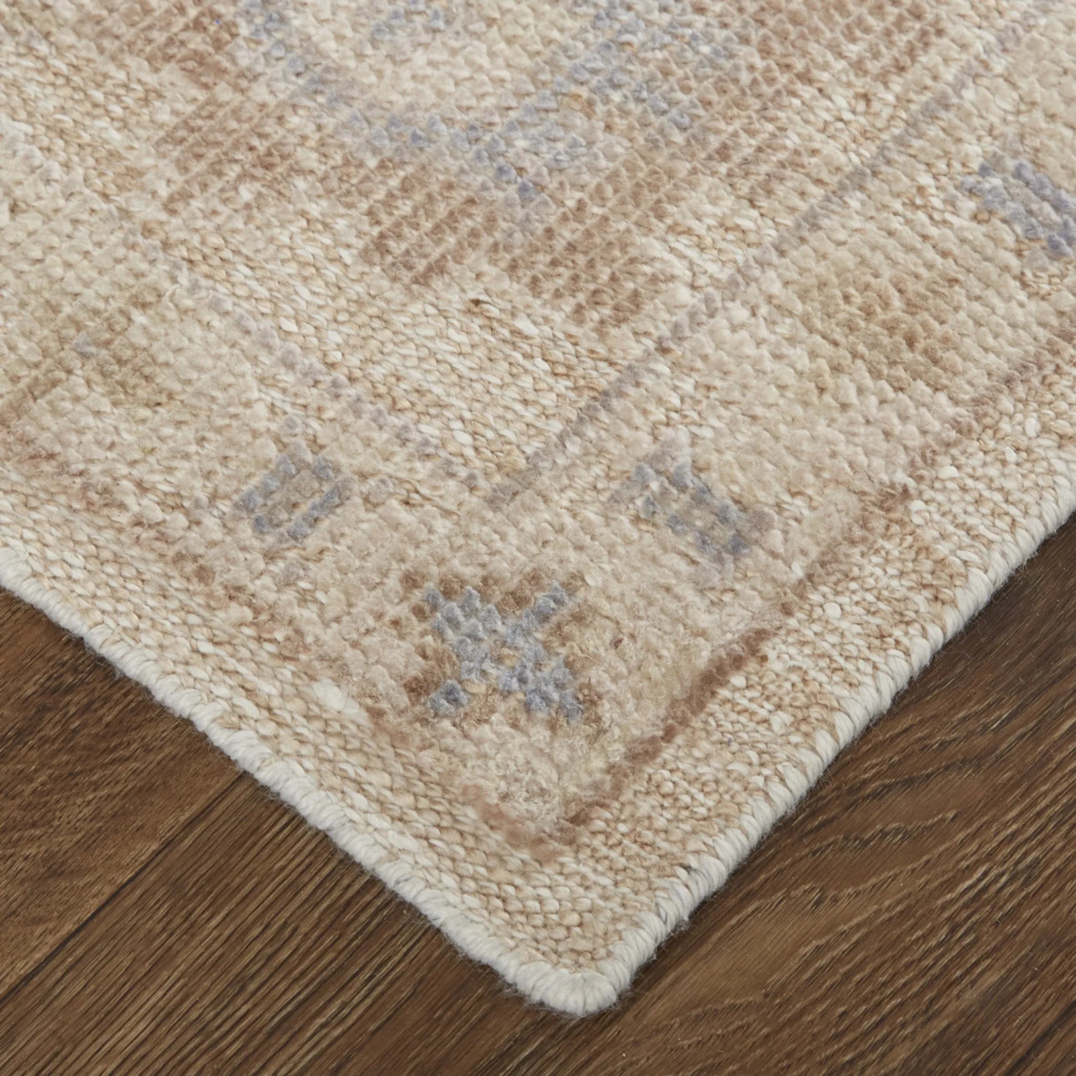 4′ X 6′ Tan Orange And Blue Floral Hand Knotted Stain Resistant Area Rug — view 4