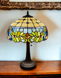 23″ Dark Brown Metal Two Light Candlestick Table Lamp With Green Shade
