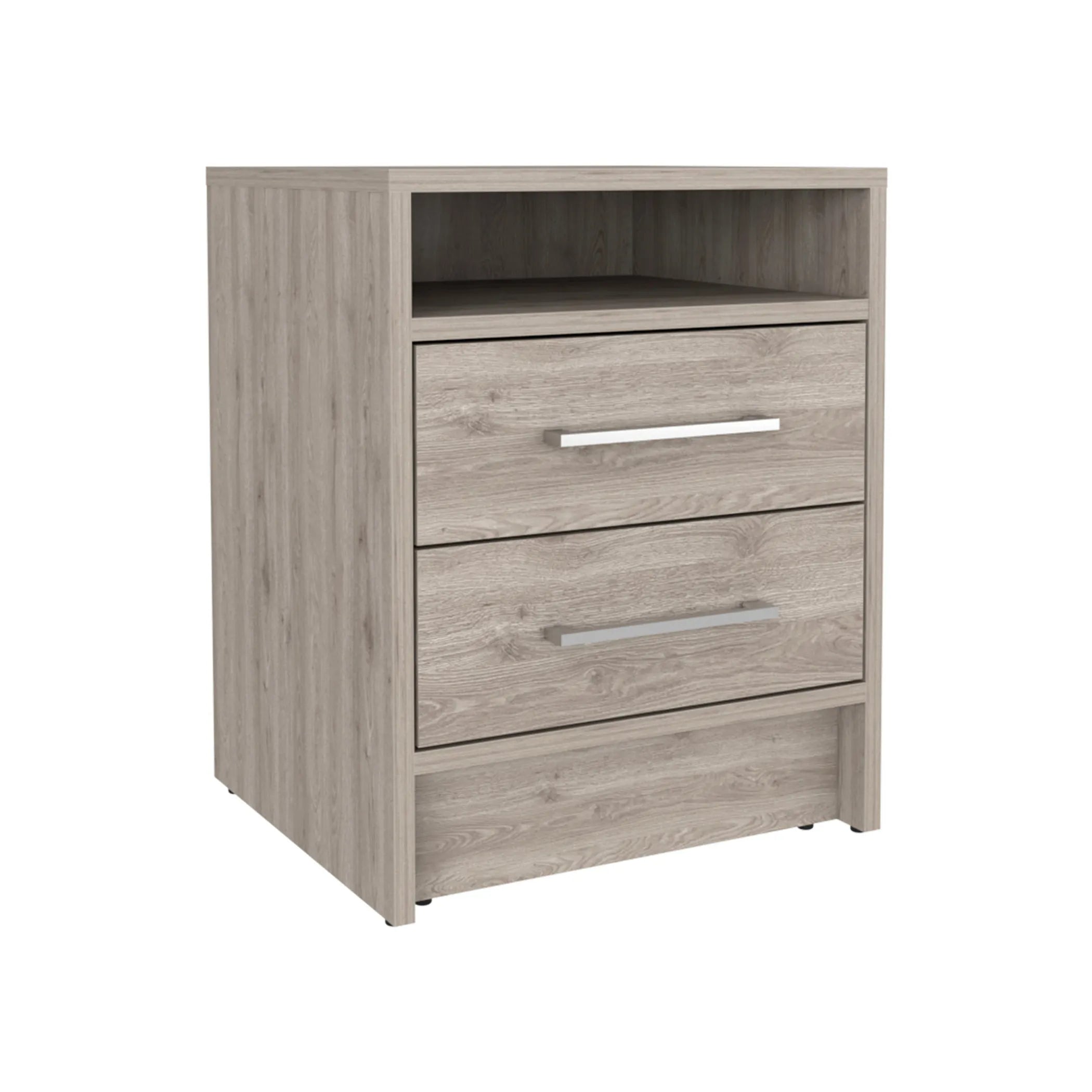 20″ Gray Two Drawer Faux Wood Nightstand