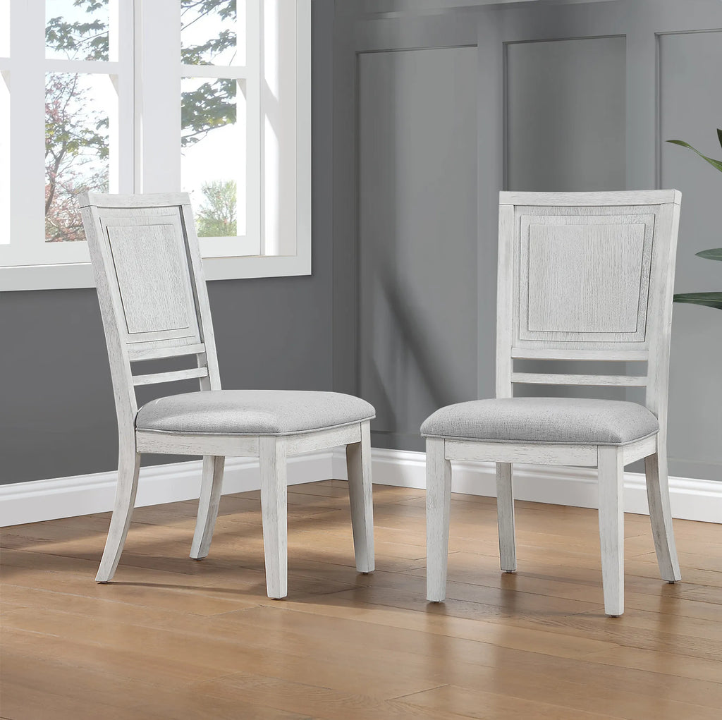 Sunset Trading Dover Dining Side Chair | Padded Upholstered Seat | Set of 2 | Cerused White Oak Wood — view 2