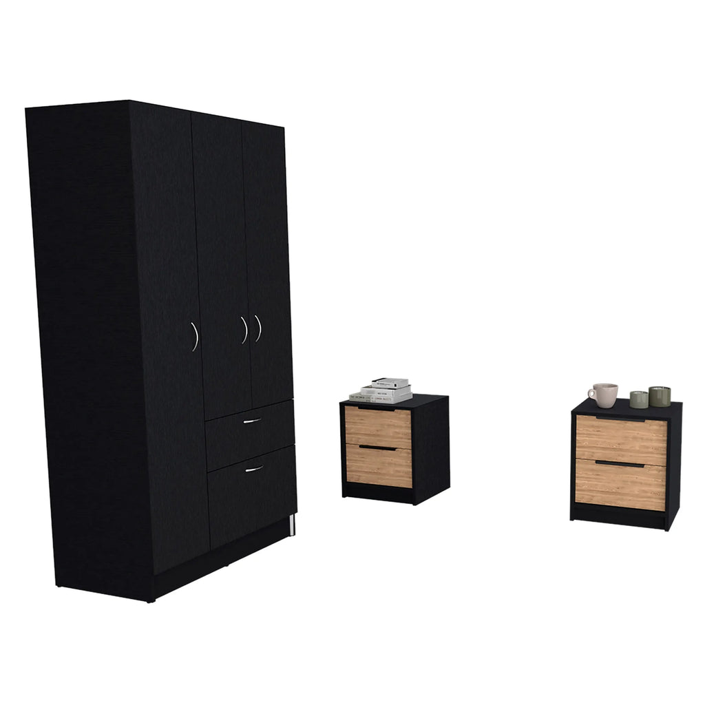 Appleton 3 Piece Bedroom Set, Armoire + Nightstand + Nightstand — view 2
