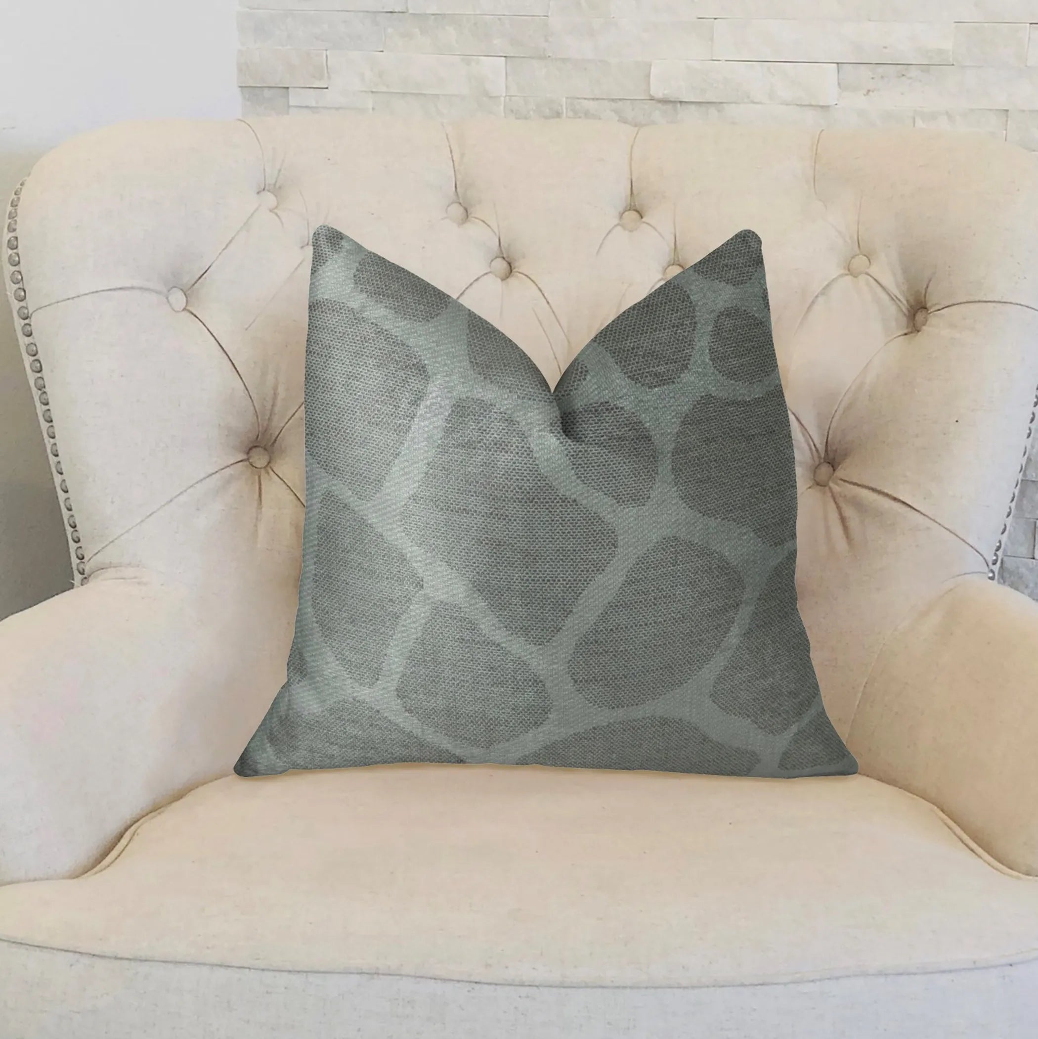 Plutus Soft Giraffe Gray and White Handmade Luxury Pillow — view 2