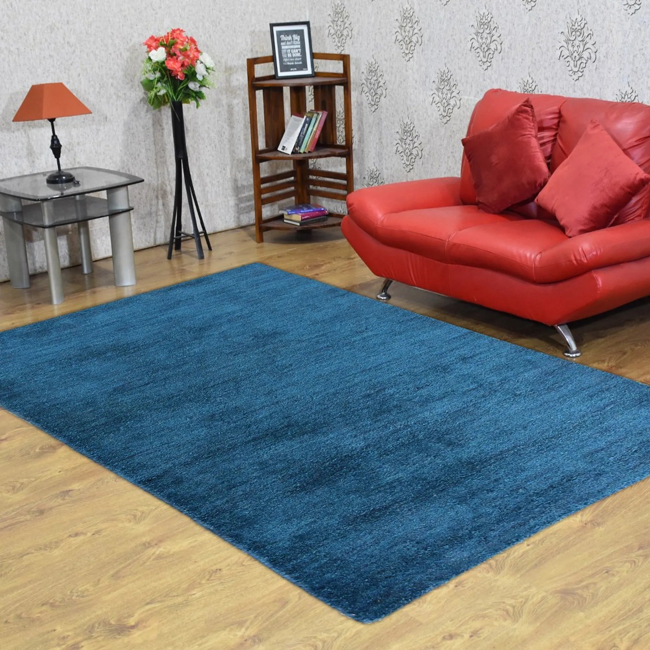 Rugsotic Carpets Hand Knotted Loom Silk Mix Area Rug Solid