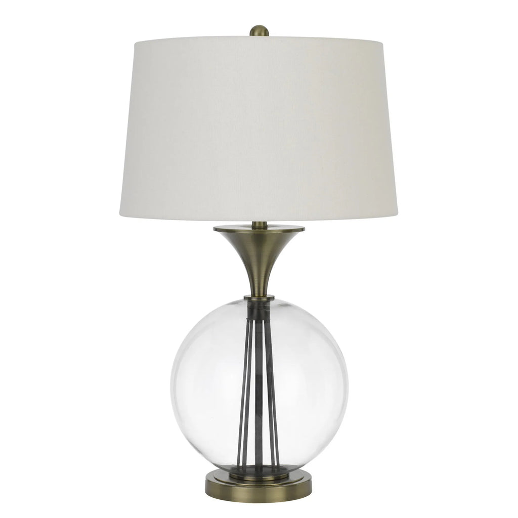 31″ Bronze Metal Globe Table Lamp With White Empire Shade — view 2