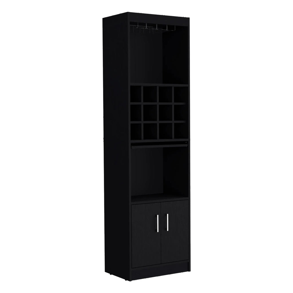 71″ Black Wood Bar Cabinet With Two Doors — view 4