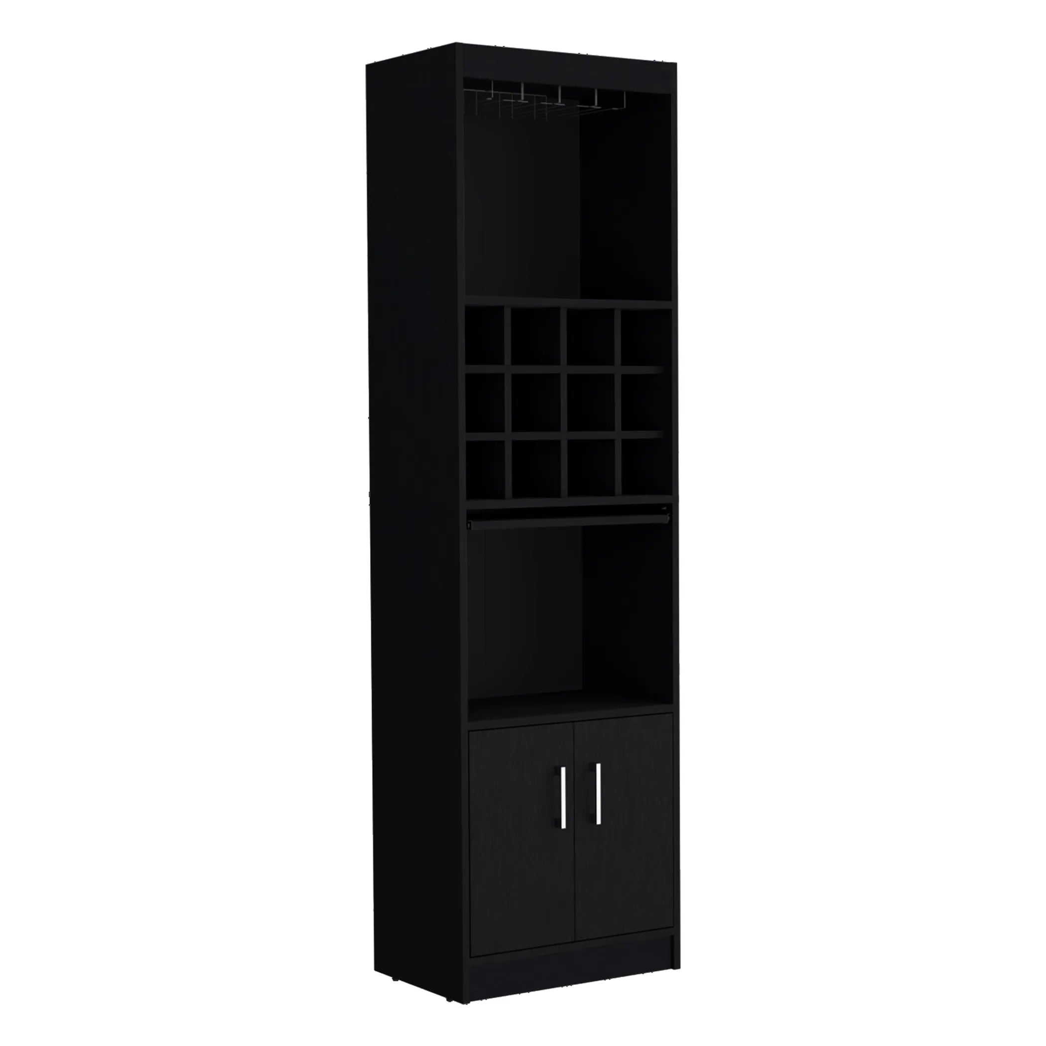 71″ Black Wood Bar Cabinet With Two Doors — view 4