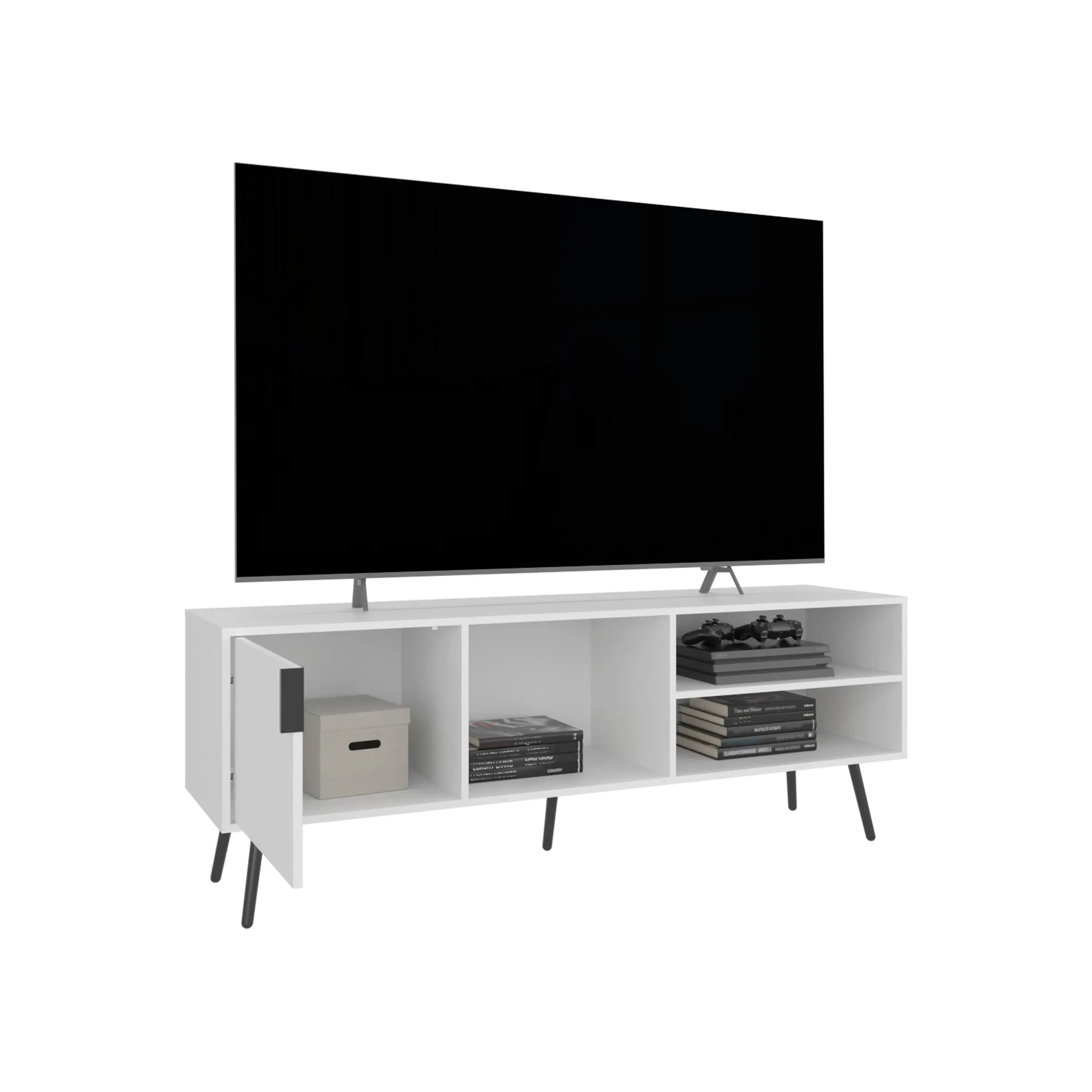 Vulcan 63″ Wide Tv Stand with One Cabinet, Three Open Shelves — view 2