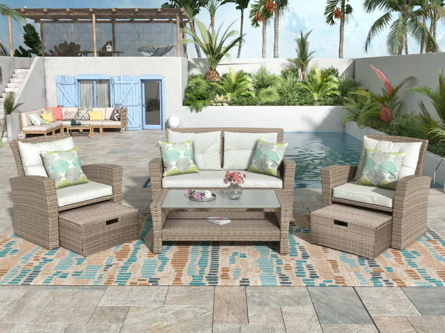 Set Of 4 Piece All Weather Wicker Patio Furniture — view 2